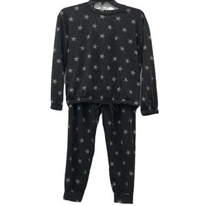 Moa Moa girls Everyday Gray and White Star Jogger Set